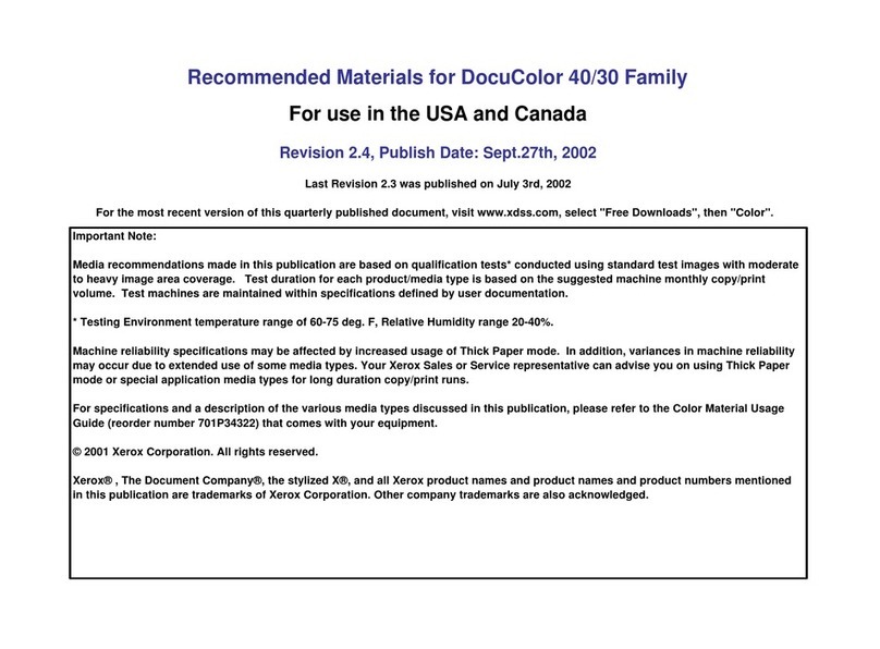 Xerox DocuColor 30 User manual Xerox DocuColor 30 User manual