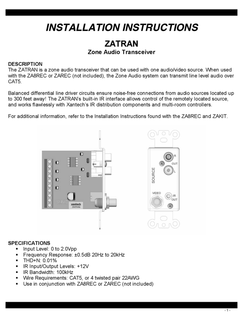 Xantech ZATRAN installation instructions Xantech ZATRAN installation instructions