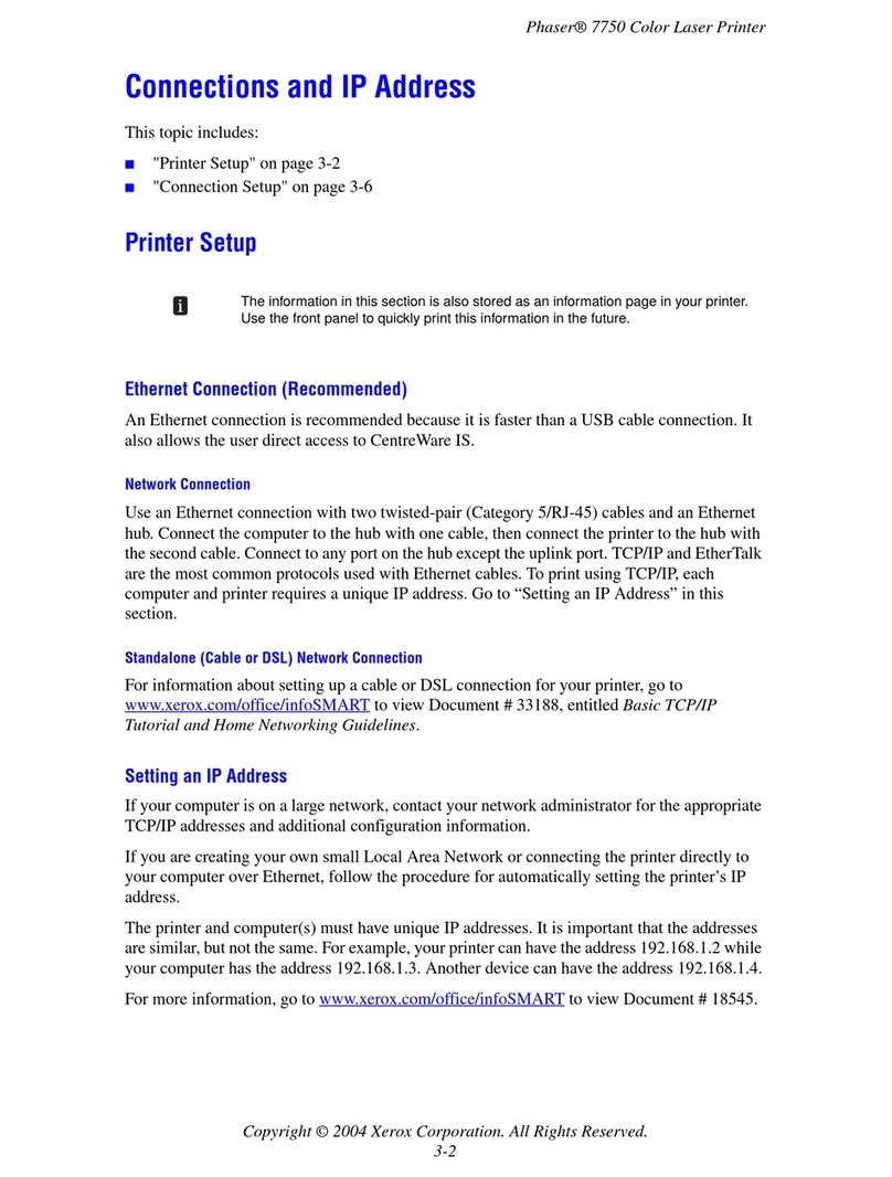 Xerox Phaser 7750 Installation and maintenance instructions Xerox Phaser 7750 Installation and maintenance instructions