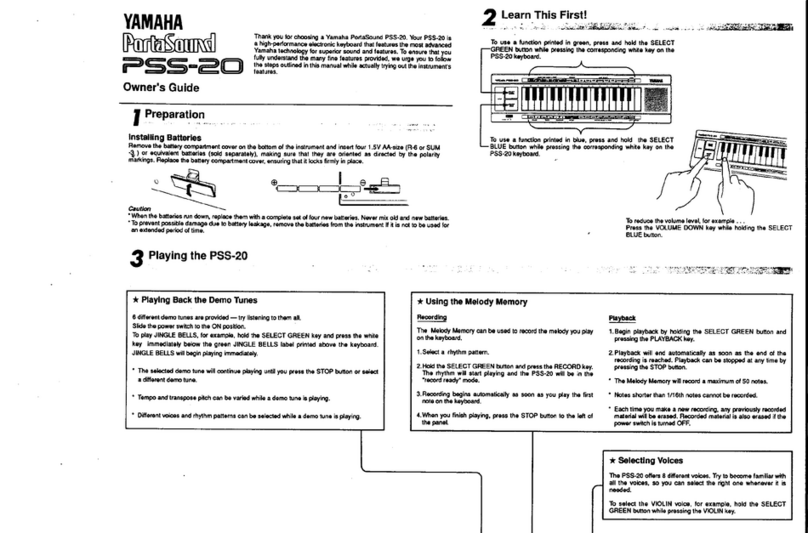 Yamaha PortaSound PSS-20 User manual
