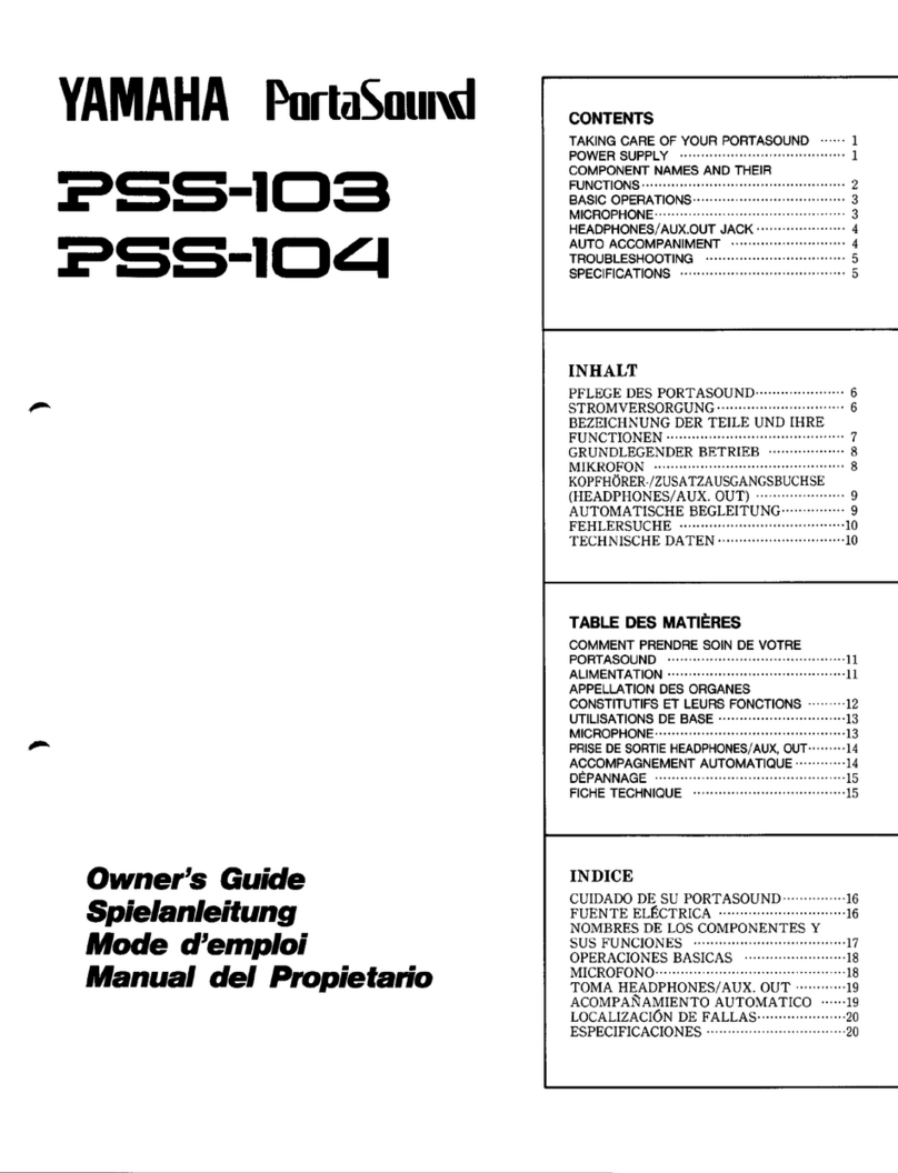 Yamaha PortaSound PSS-103 owner's guide