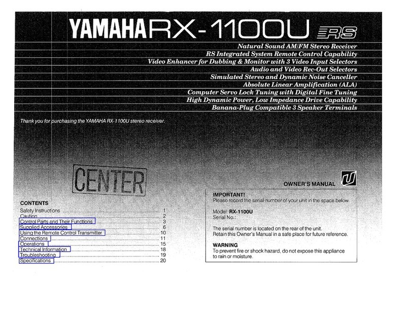 Yamaha RX-1100U owner's manual