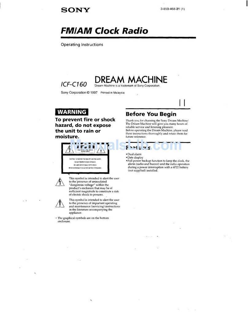 Sony Dream Machine ICF-C160 User manual