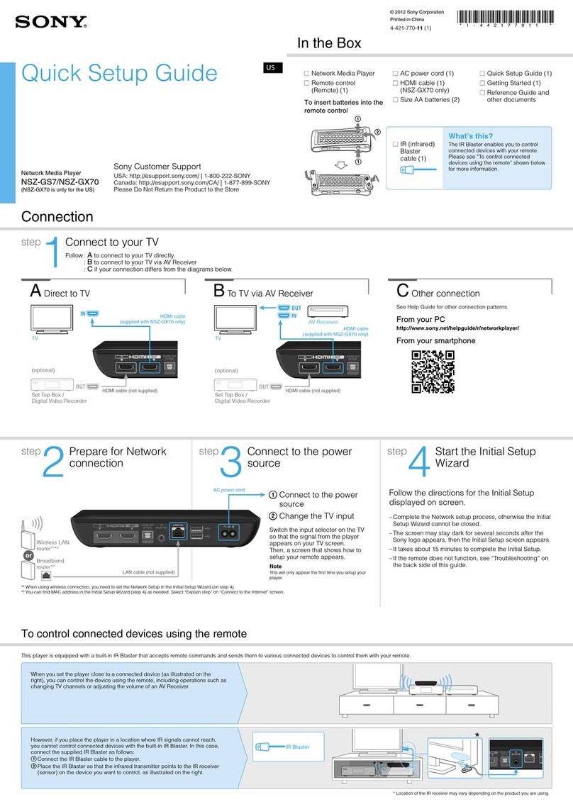 Sony NSZ-GS7 Quick setup guide
