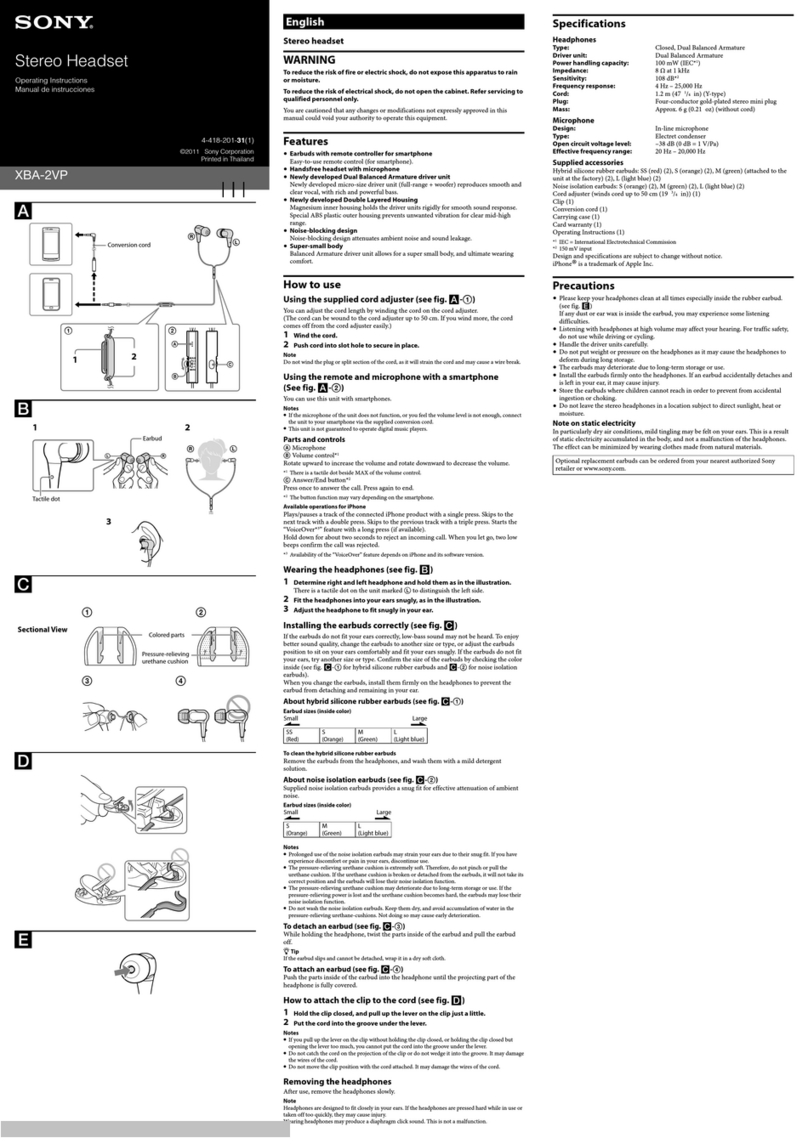 Sony XBA-2VP User manual Sony XBA-2VP User manual