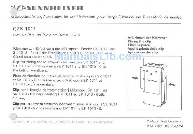 Sennheiser GZK 1011 manual Sennheiser GZK 1011 manual