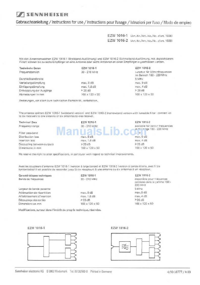 Sennheiser EZW 1016-1 User manual Sennheiser EZW 1016-1 User manual