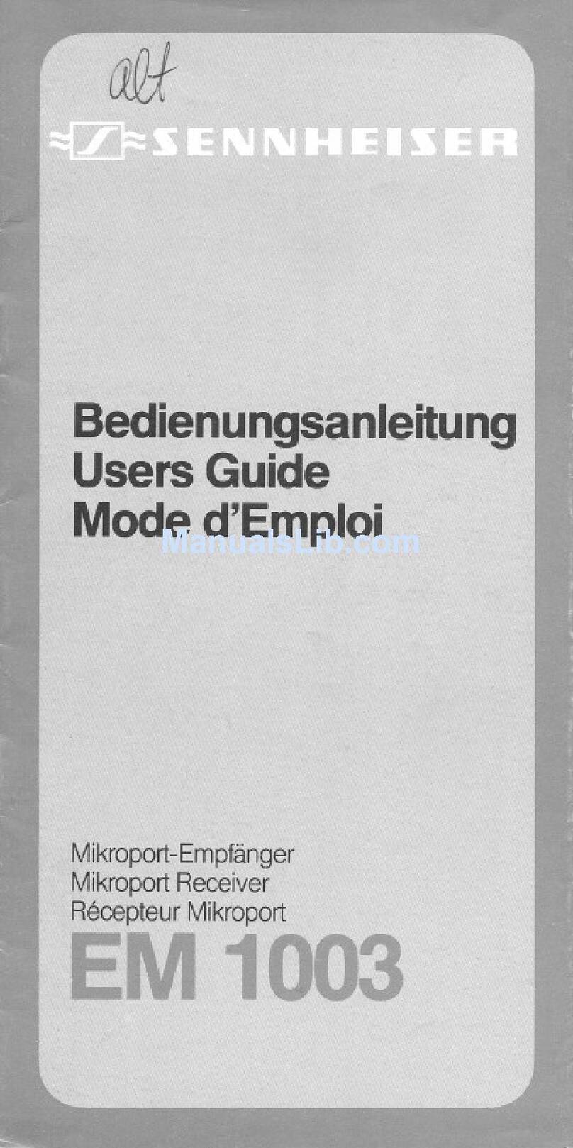 Sennheiser EM 1003 manual