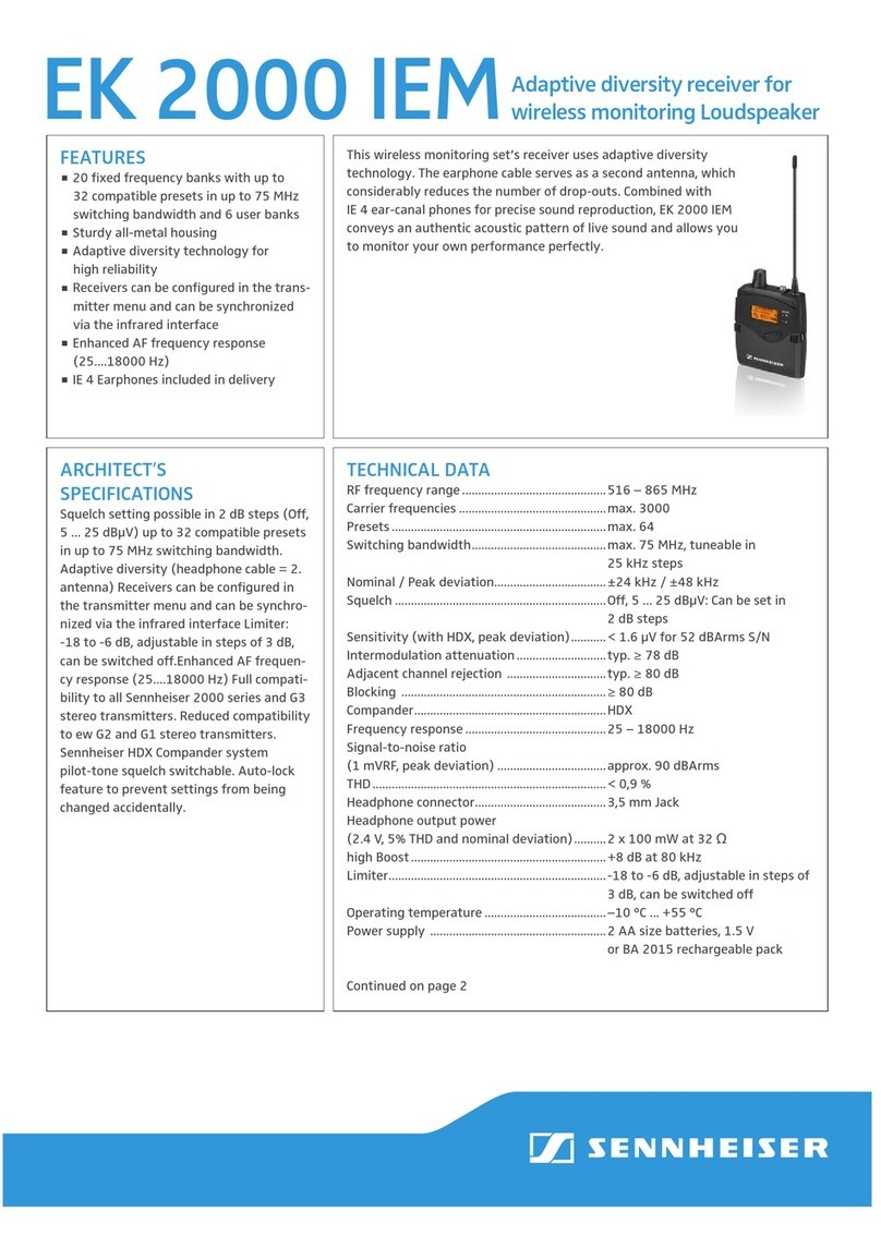 Sennheiser EK 2000 IEM Specifications