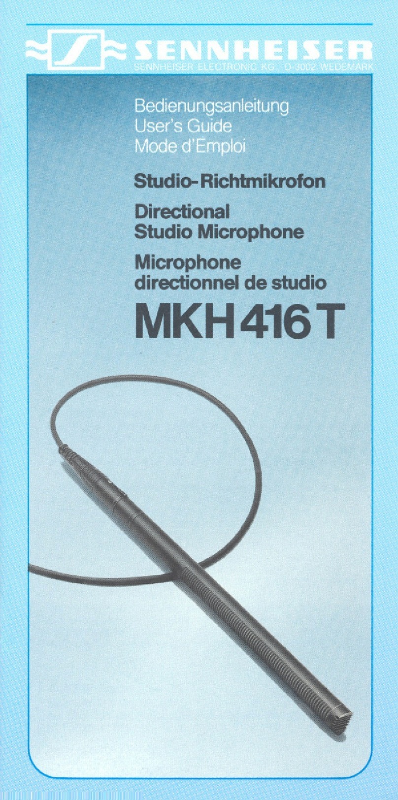 Sennheiser MKH 416 T - ANNEXE 80 User manual Sennheiser MKH 416 T - ANNEXE 80 User manual