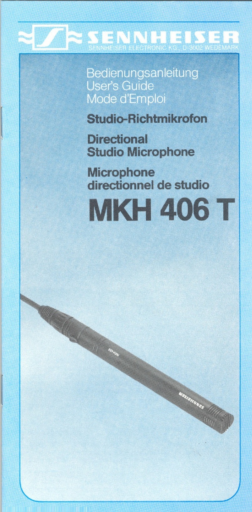 Sennheiser MKH 406 T 3 MKH 406 TU 3 User manual