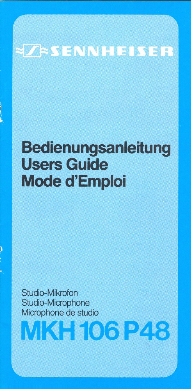 Sennheiser MKH 106 P 48 manual