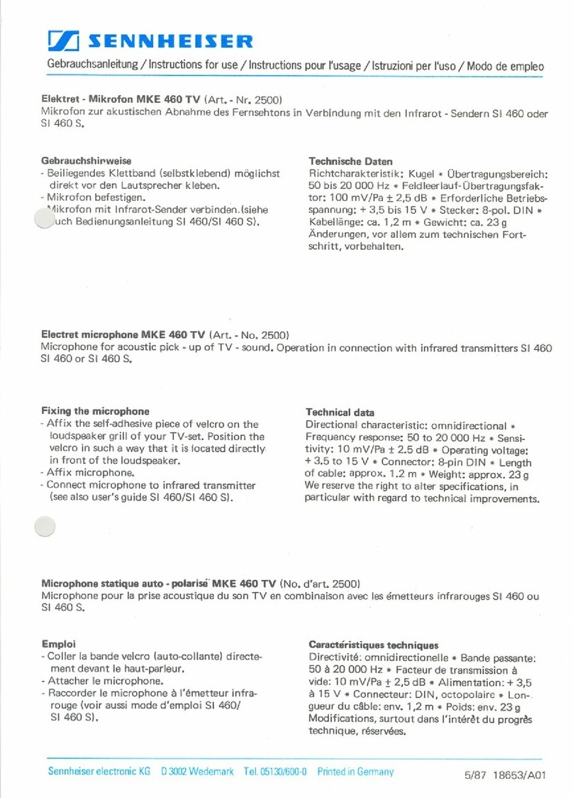 Sennheiser MKE 460 TV Instructions for use
