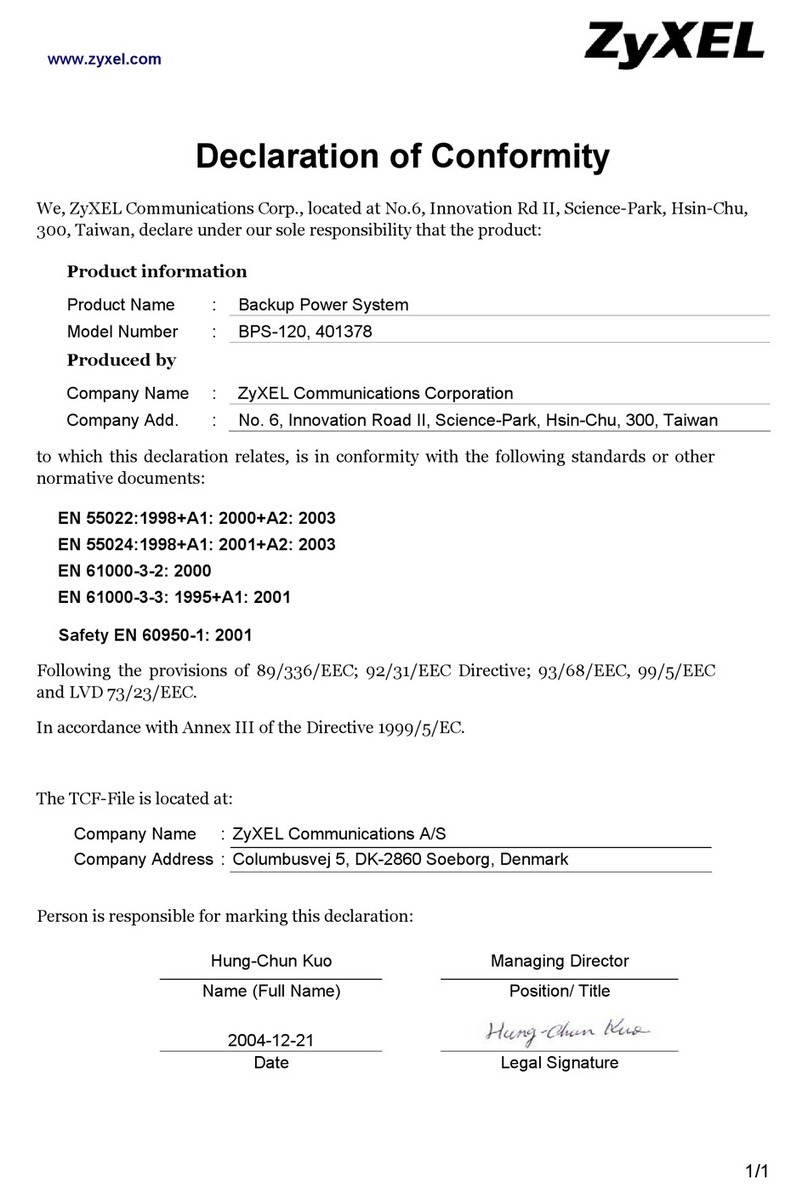 ZyXEL Communications BPS-120 Declaration of conformity