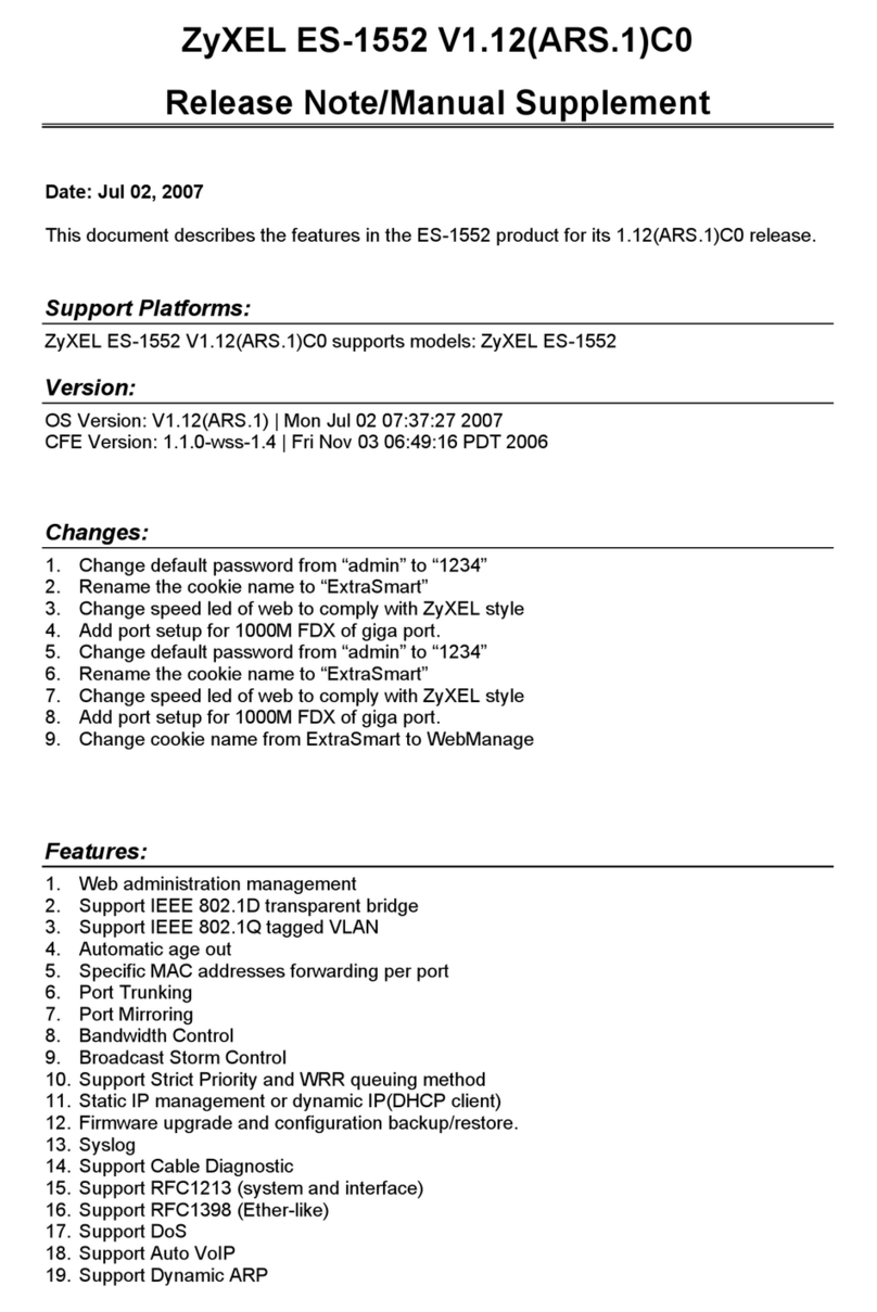 ZyXEL Communications ExtraSmart ES-1552 release note ZyXEL Communications ExtraSmart ES-1552 release note