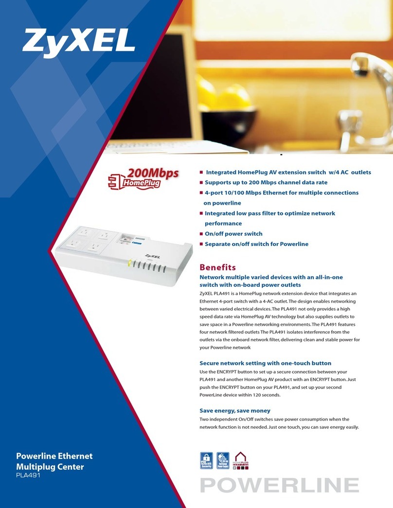 ZyXEL Communications Powerline Ethernet Multiplug Center PLA491 Specifications
