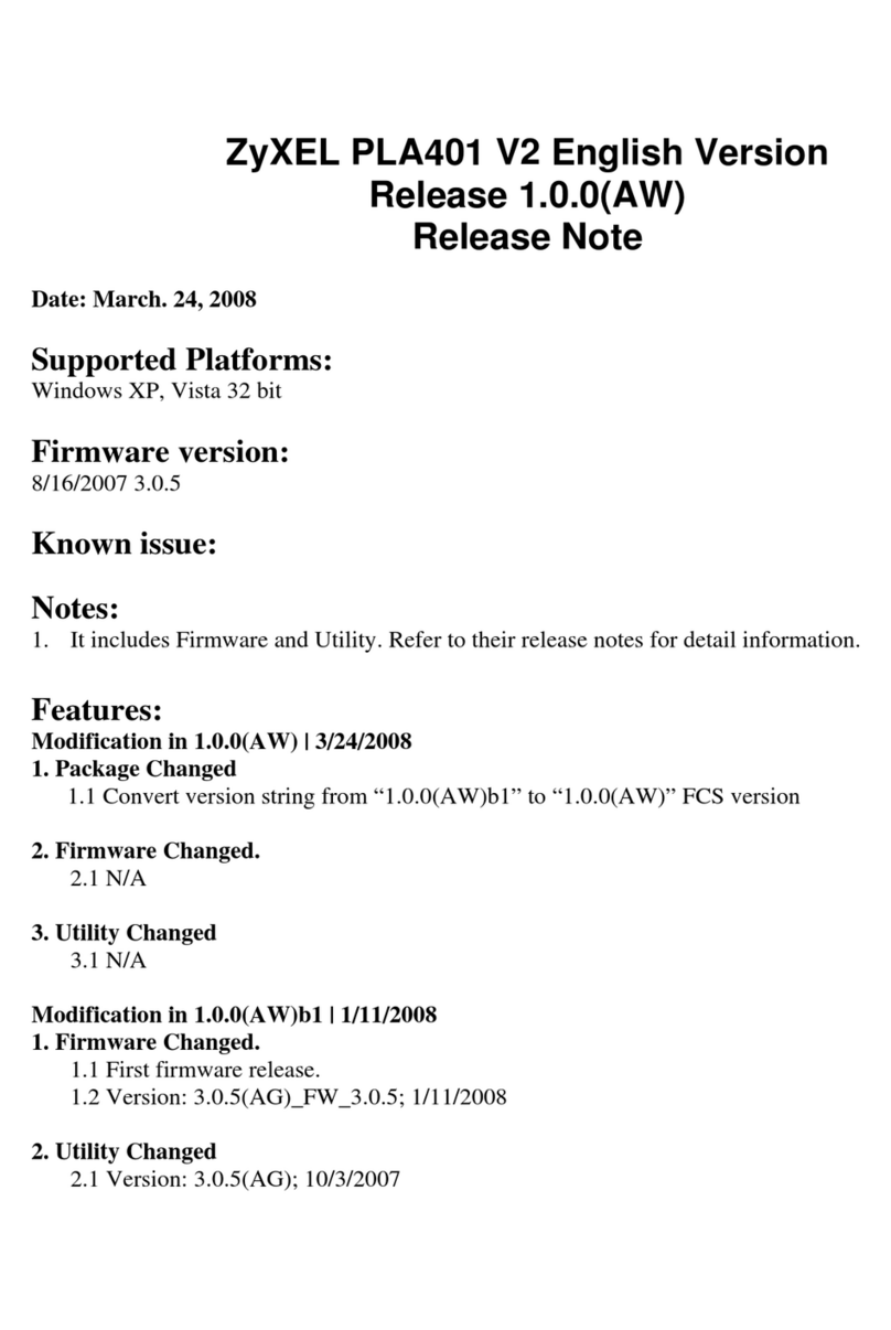 ZyXEL Communications PLA-401 v2 release note