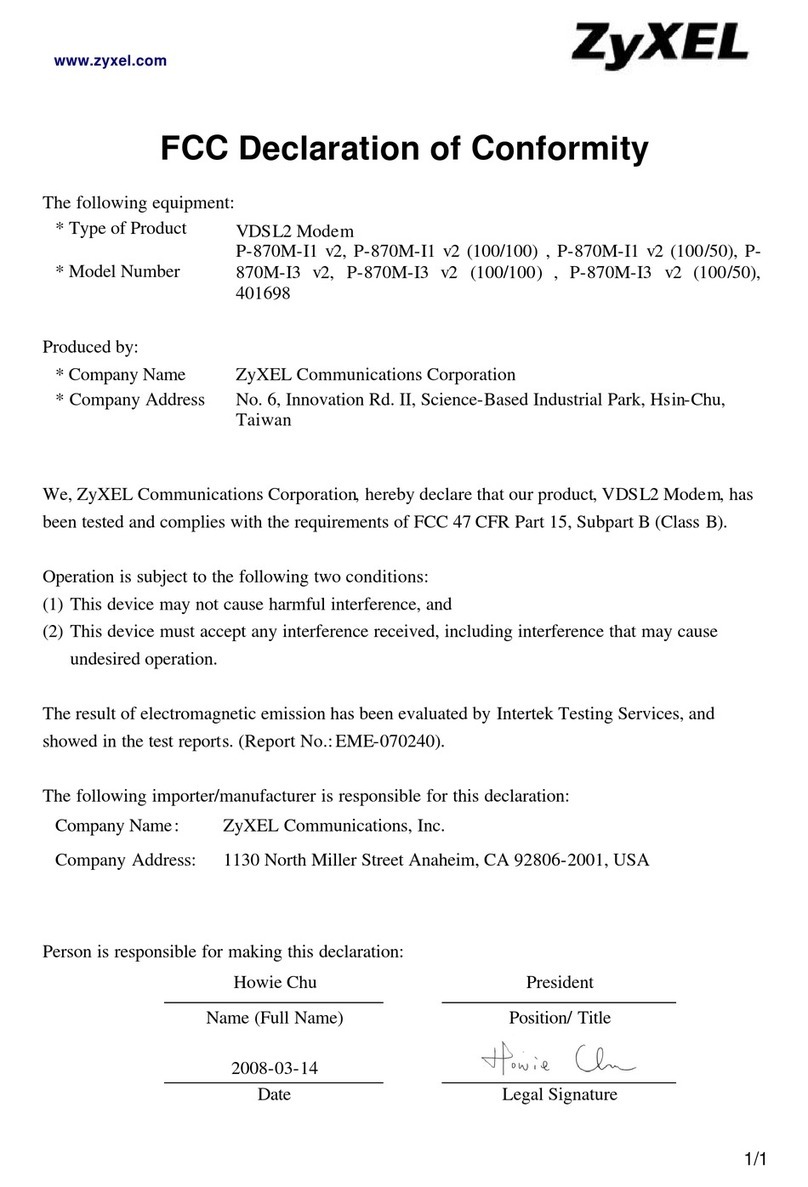 ZyXEL Communications P-870M-I1 V2 supplementary guide