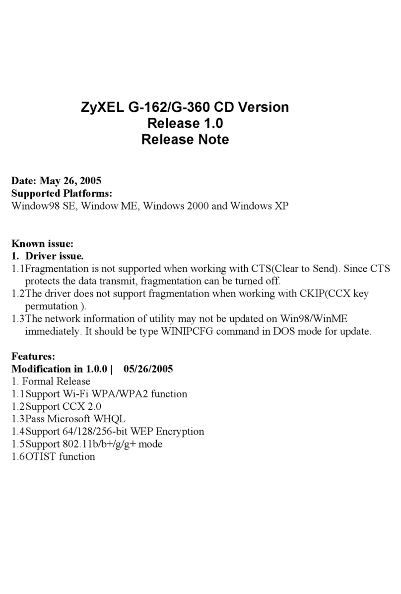 ZyXEL Communications G-162 release note ZyXEL Communications G-162 release note