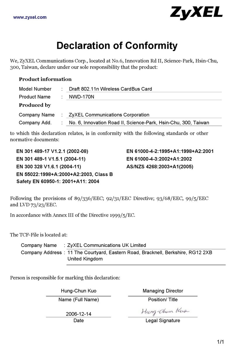 ZyXEL Communications NWD-170N Declaration of conformity