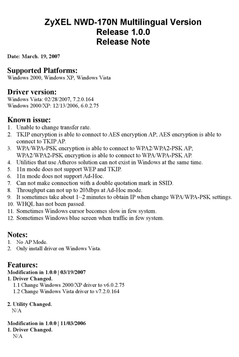 ZyXEL Communications NWD-170N release note ZyXEL Communications NWD-170N release note