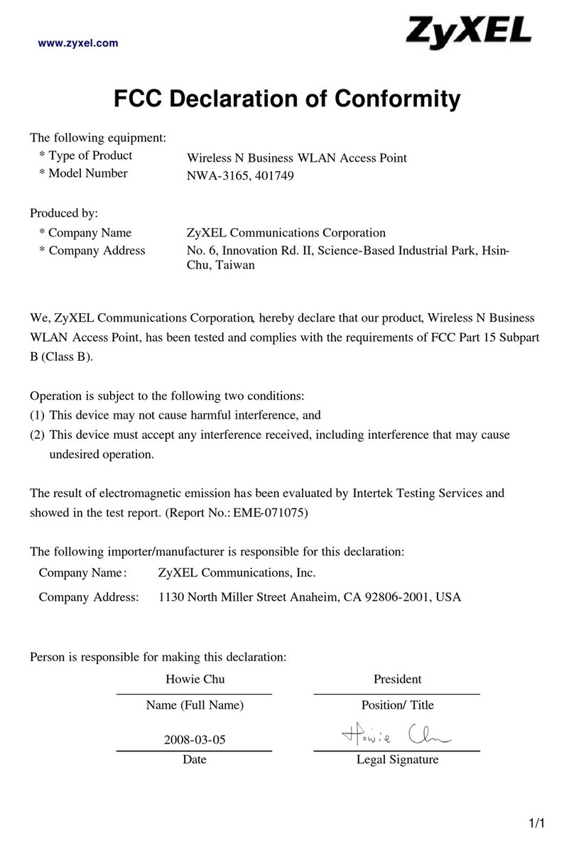 ZyXEL Communications NWA-3165 Reference guide