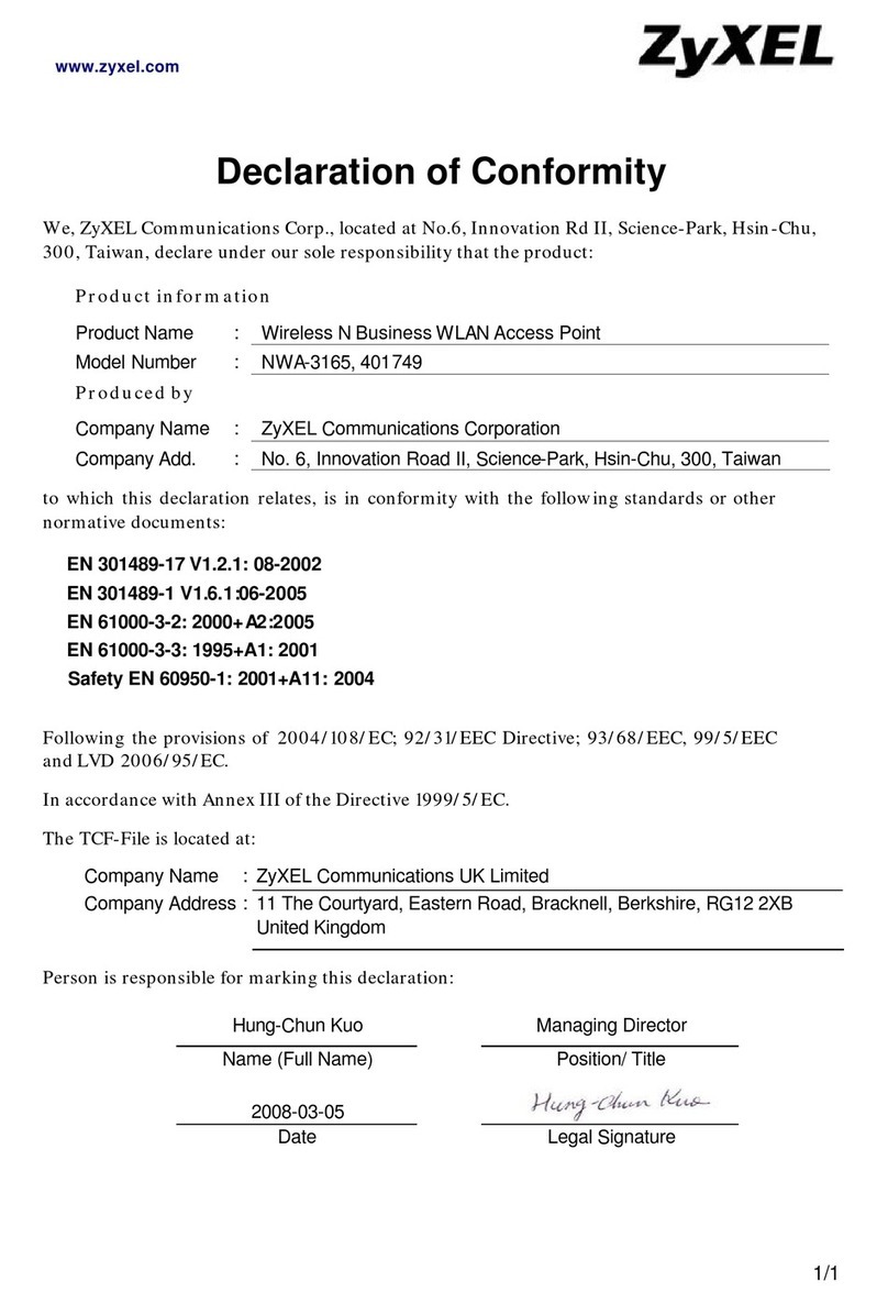 ZyXEL Communications NWA-3165 Reference guide ZyXEL Communications NWA-3165 Reference guide