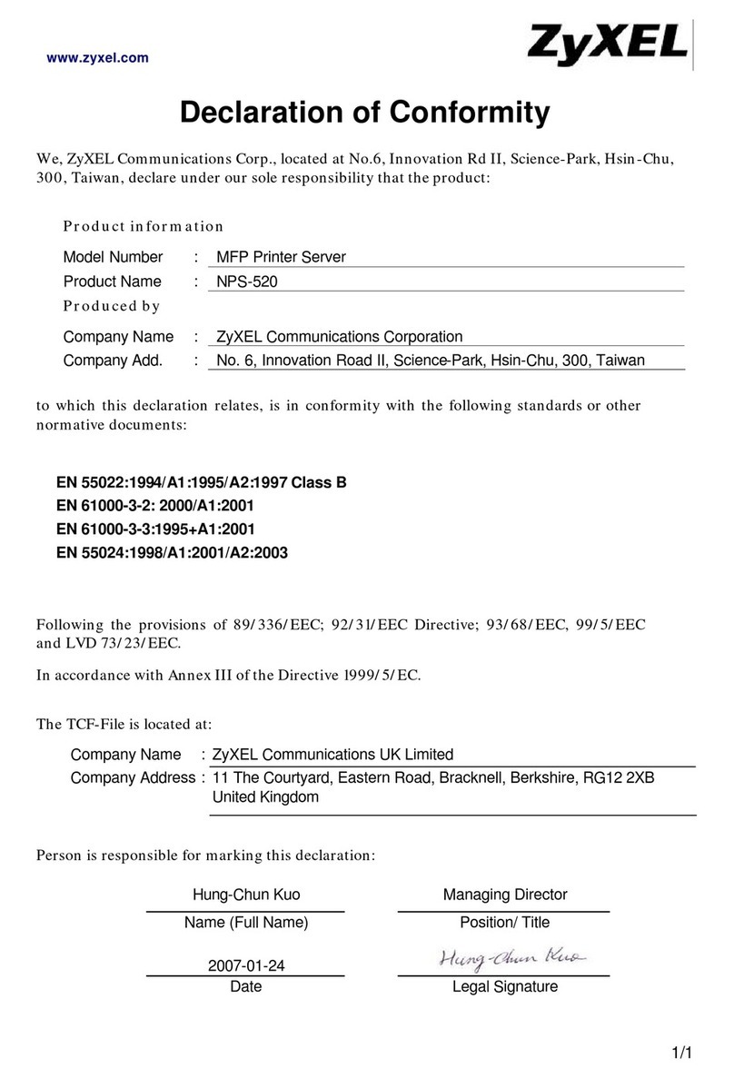 ZyXEL Communications NPS-520 Declaration of conformity