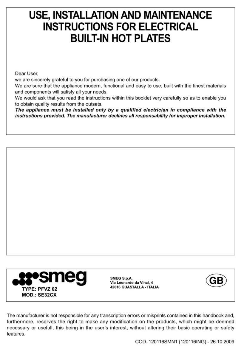 Smeg SE32CX Use, installation and maintenance instructions