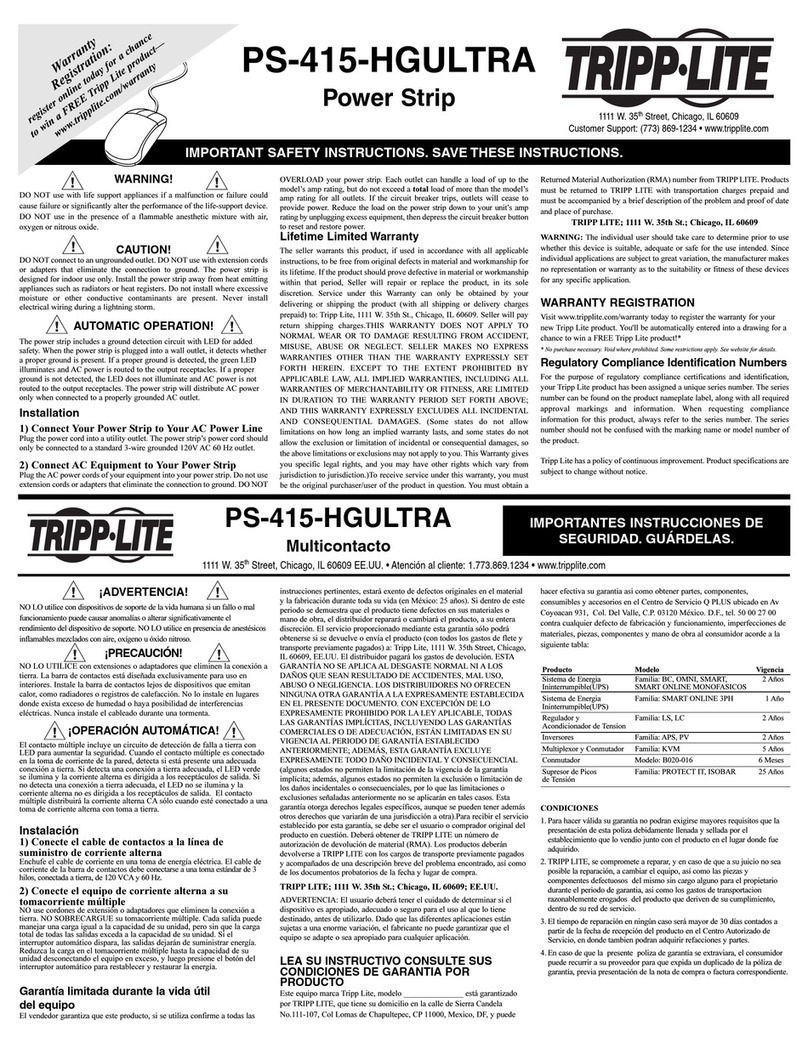 Tripp Lite PS-415-HGULTRA manual
