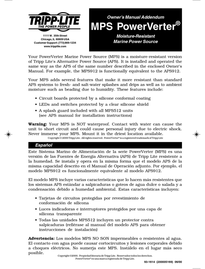 Tripp Lite MPS912 Installation and operating instructions