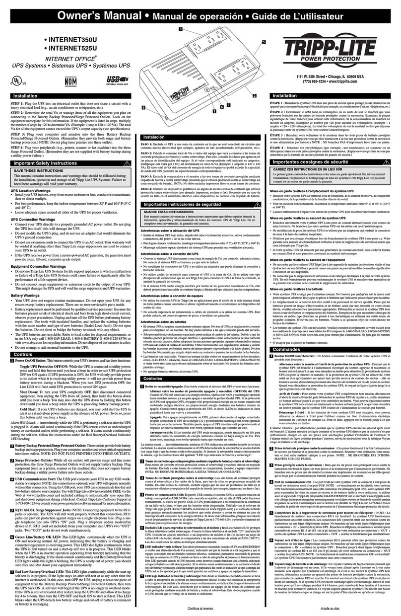 Tripp Lite INTERNET350U User manual