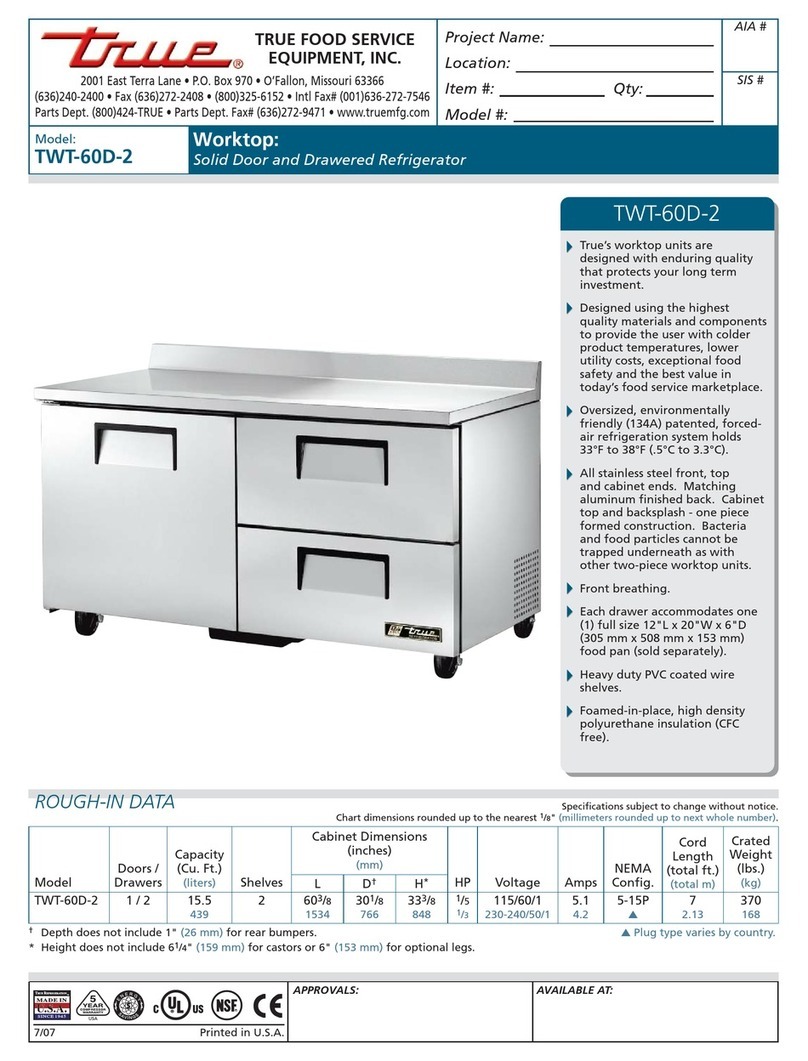 True TWT-60D-2 User manual