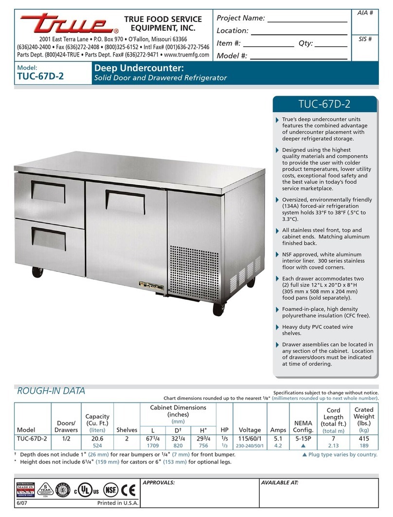 True TUC-67D-2 User manual