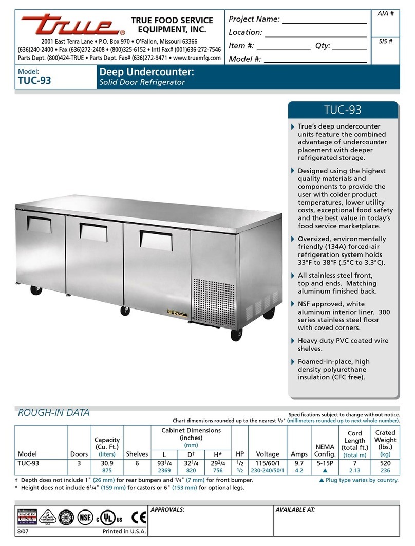 True TUC-93 User manual