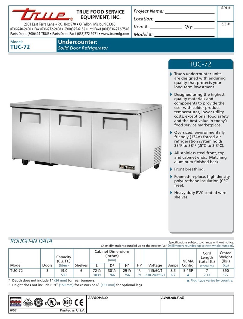 True TUC-72 Specifications