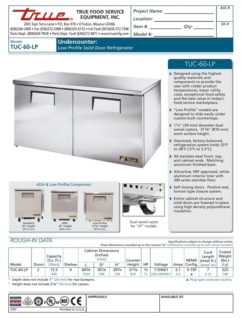 True TUC-60-LP User manual