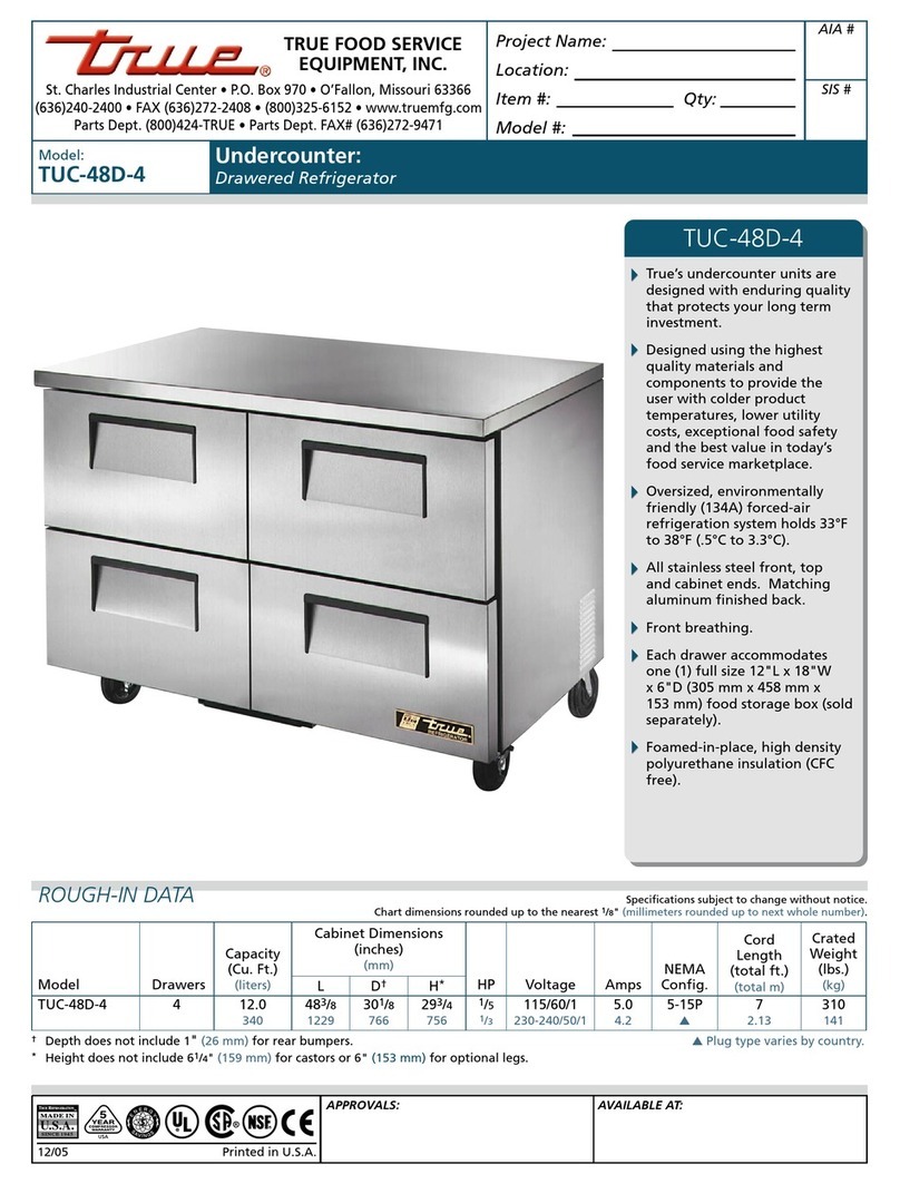True TUC-48D-4 Specifications