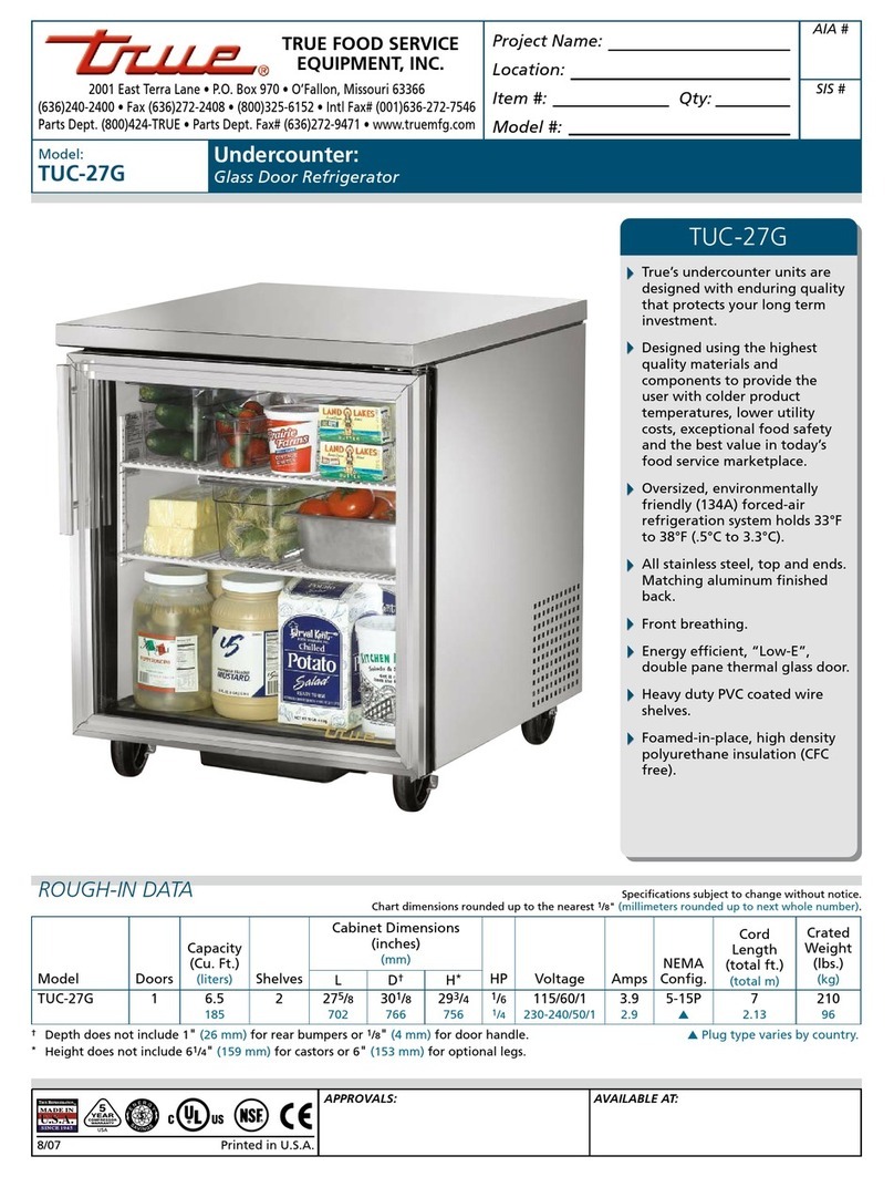 True TUC-27G Specifications