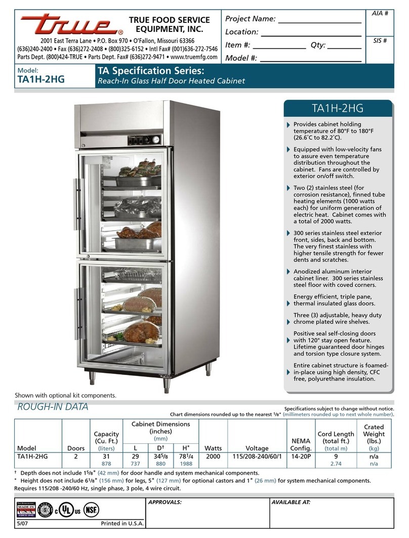 True TA1H-2HG Specifications