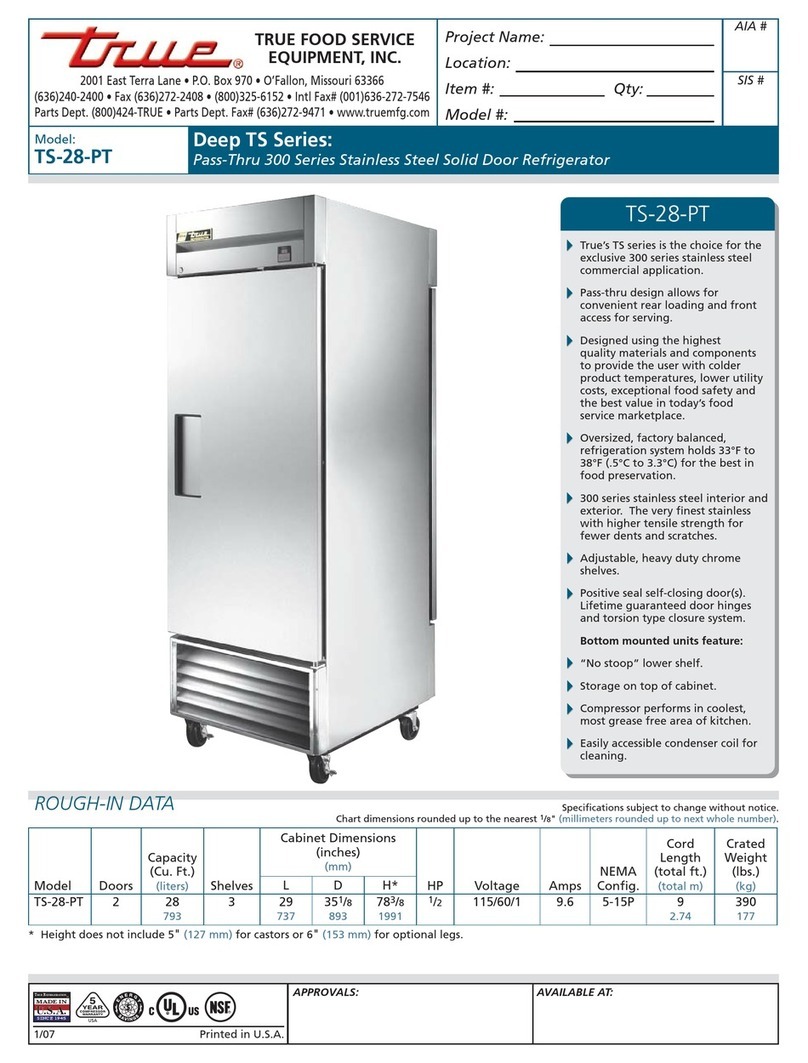 True TS-28-PT Specifications