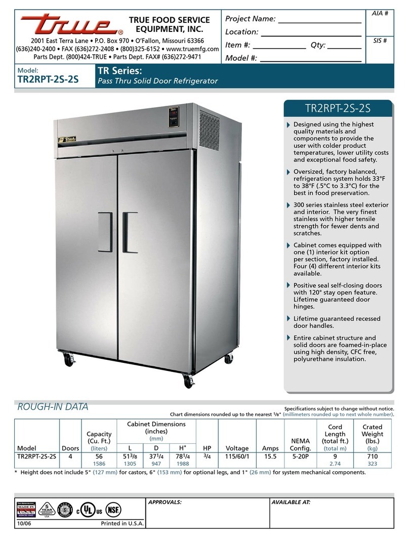 True TR2RPT-2S-2S Specifications True TR2RPT-2S-2S Specifications