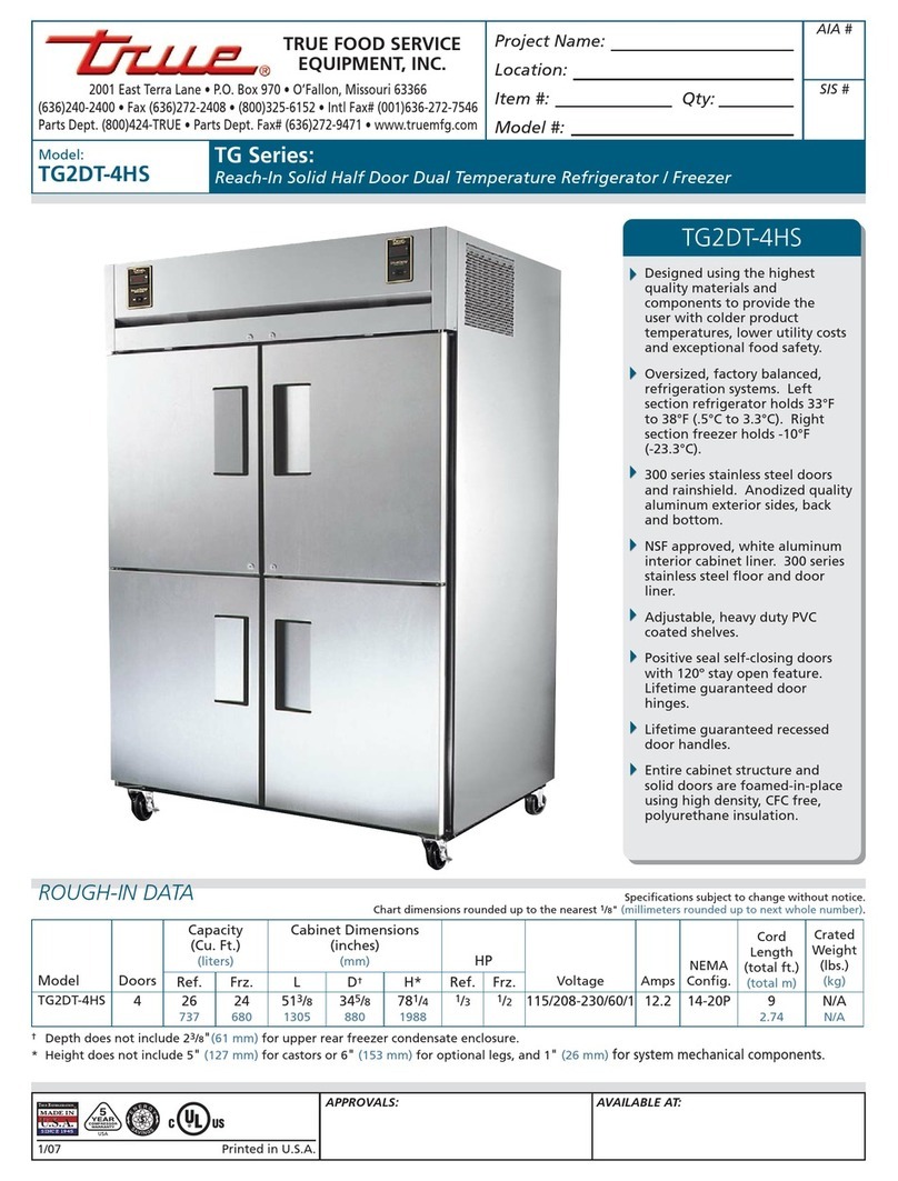 True TG2DT-4HS Specifications