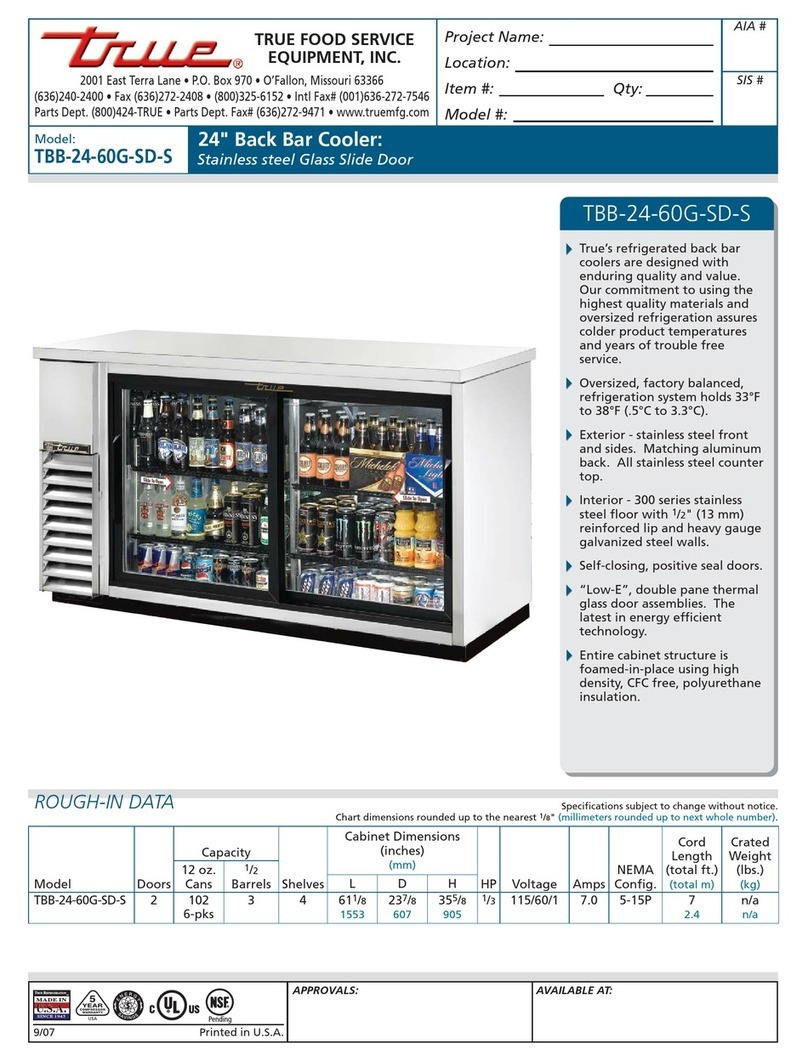 True TBB-24-60G-SD-S Specifications True TBB-24-60G-SD-S Specifications