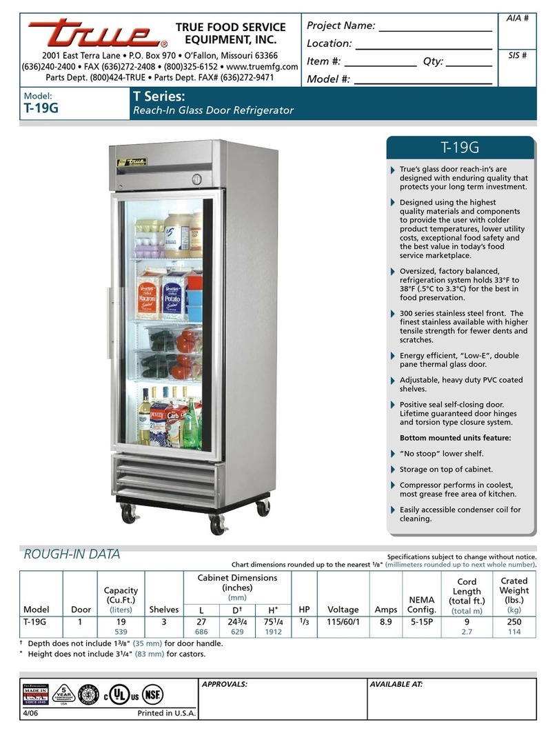 True T-19G Specifications