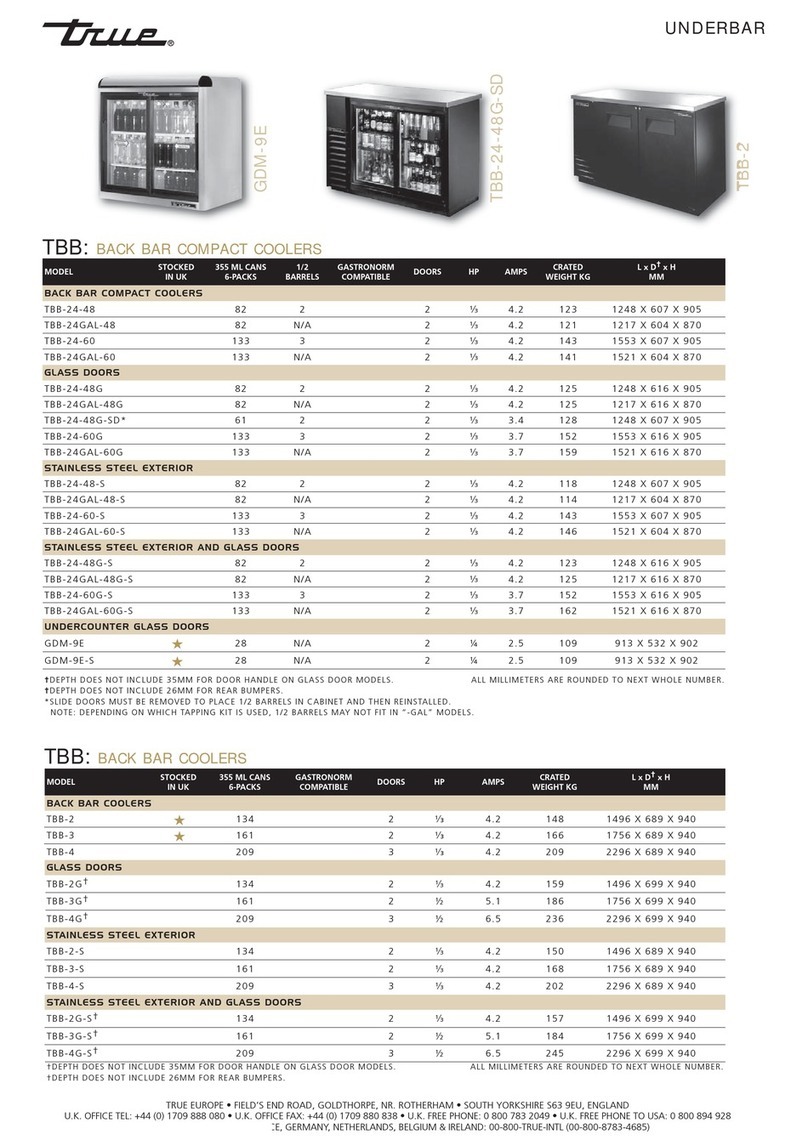 True GDM-9 Specifications