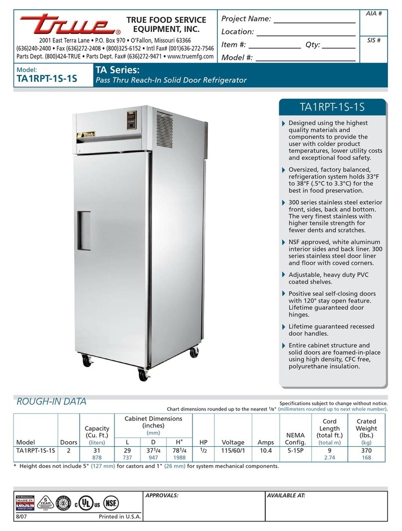 True TA1RPT-1S-1S User manual