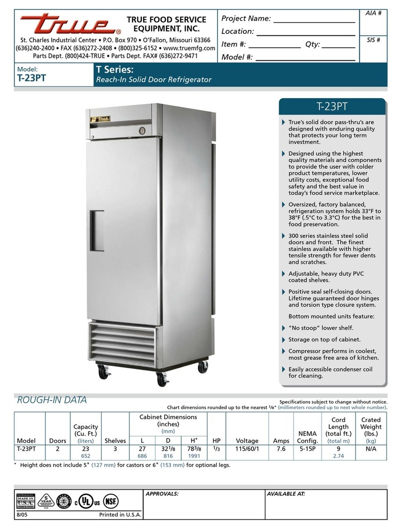 True T-23PT Specifications
