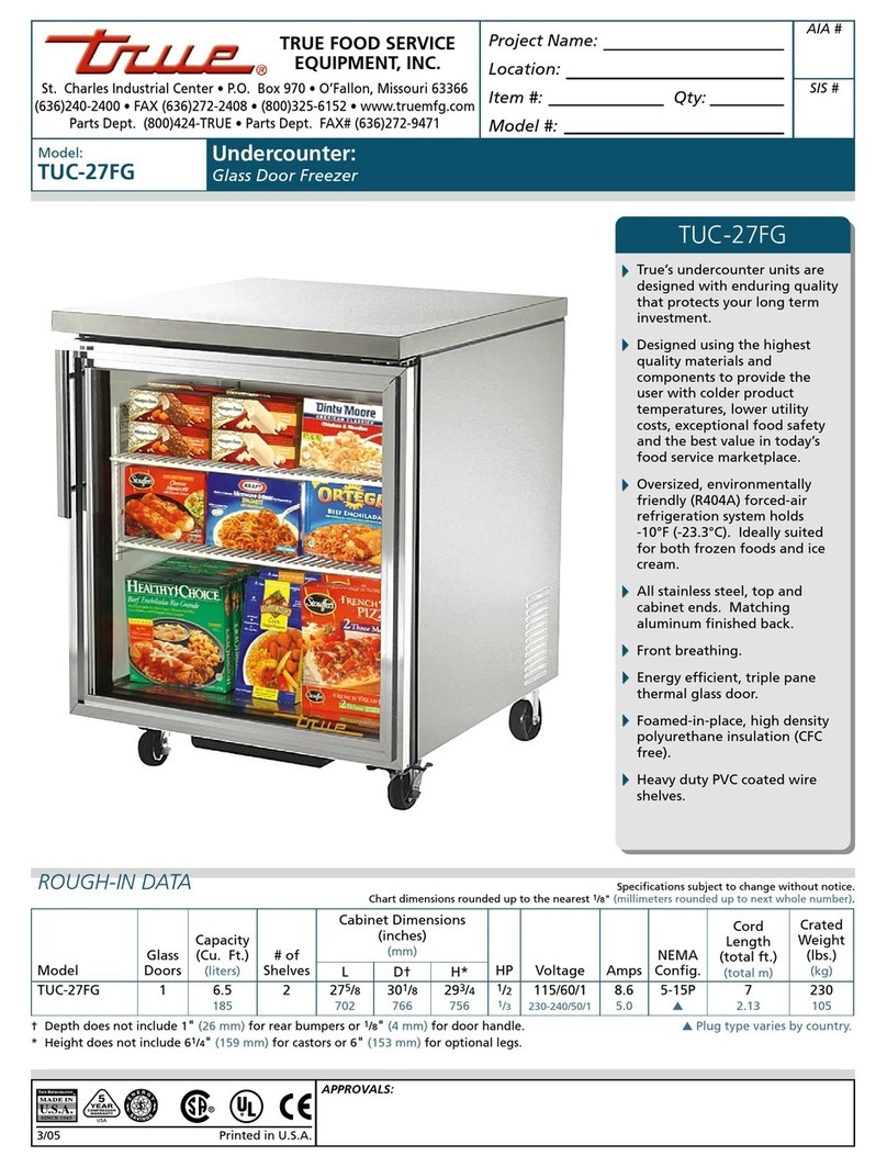 True TUC-27FG Specifications