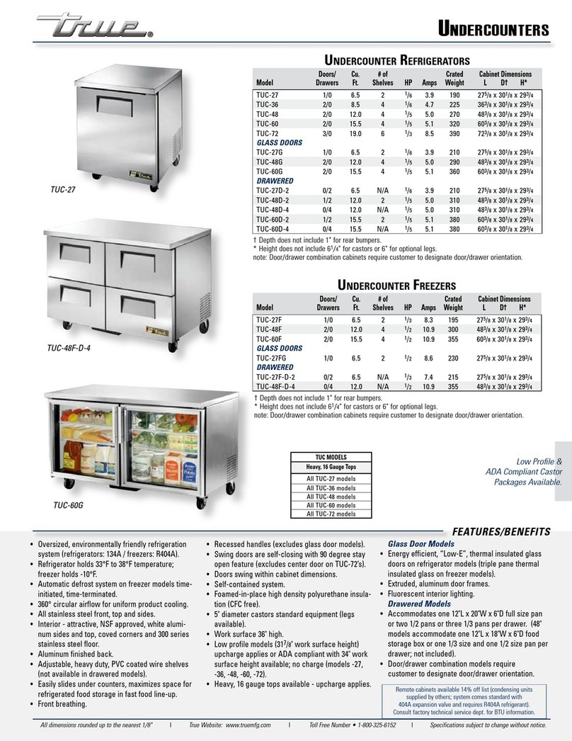 True TUC-27FG User manual